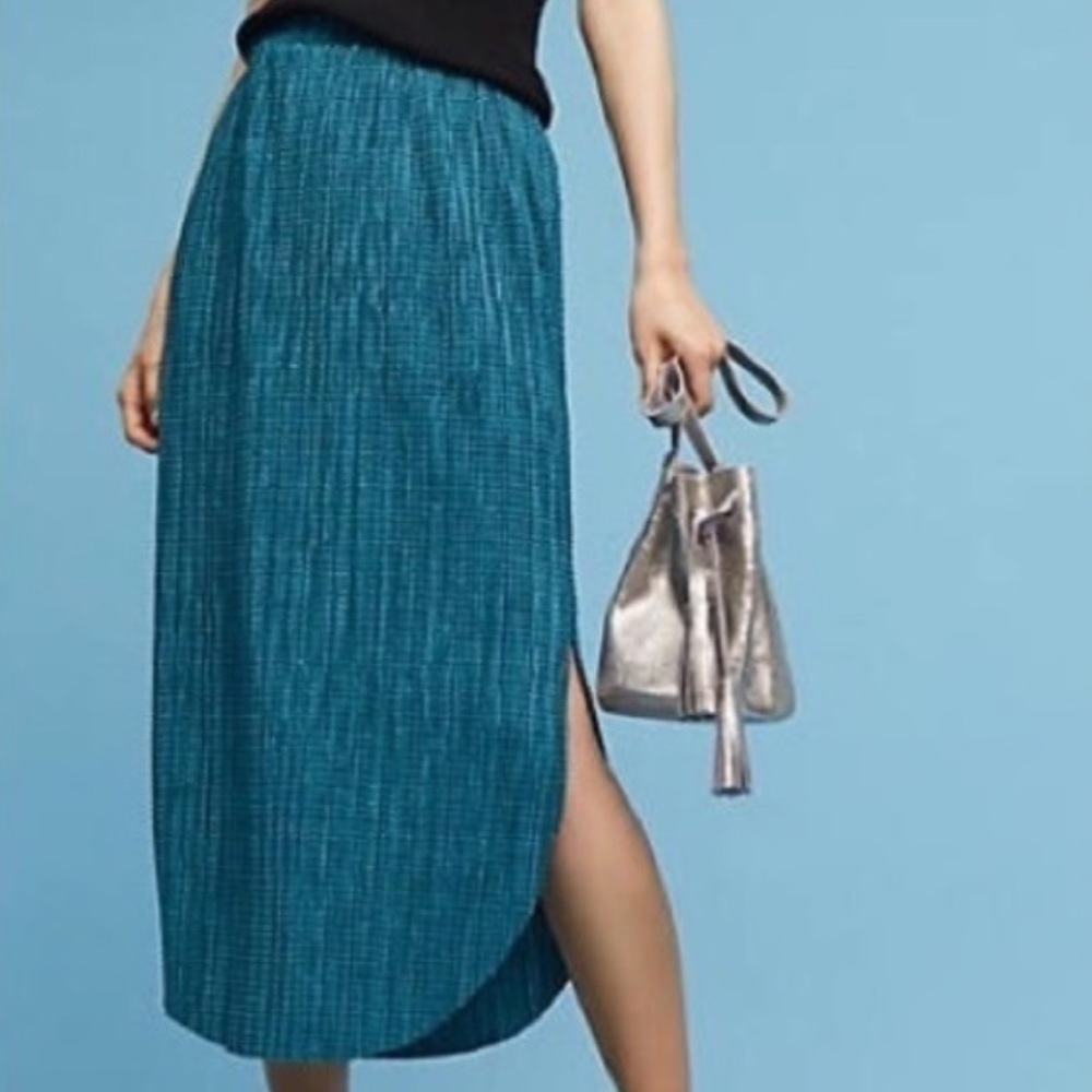 Anthropologie Blue Midi Skirt